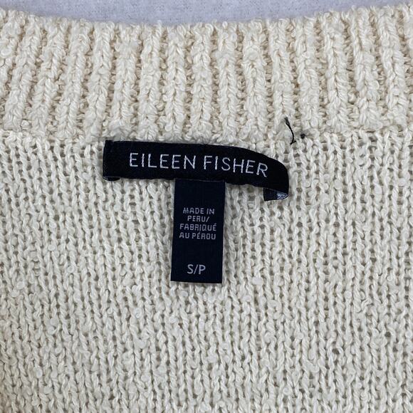 EILEEN FISHER Sweater S Organic Cotton Boucle Boxy Cardigan Button Up Off White - Picture 5 of 12
